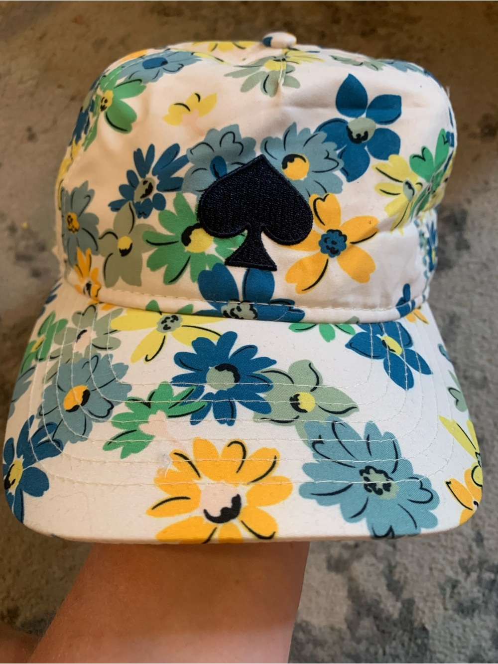 kate spade Floral Print Baseball Cap in White, Blue, Yellow, Green